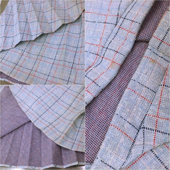 Vintage 70s KoKo Knits California Pleated Skirt (14) Plaid Checked Comfort Waist - Picture 8 of 10